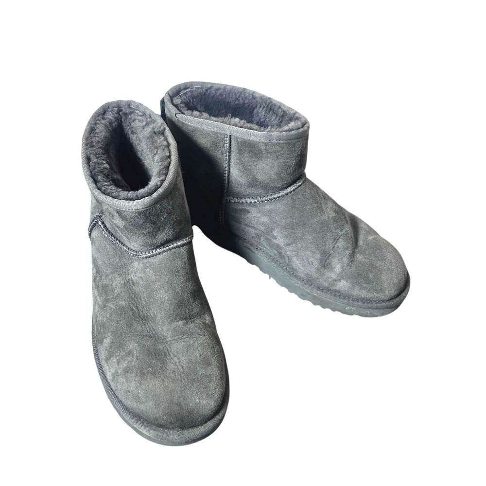 UGG Classic Mini II Grey Suede Ankle Boots 1016222 Womens Size 10